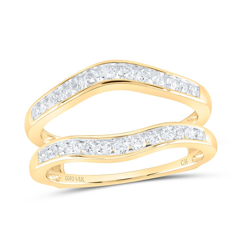 14K Yellow Gold Round Diamond Women's Channel Set Wrap Ring Guard Enhancer 1/2 Cttw - Splendid Jewellery