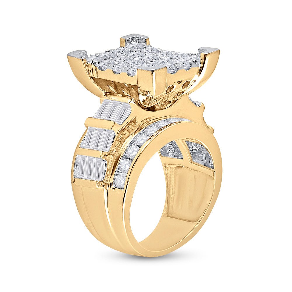 14K Yellow Gold Round Diamond Women's Cluster Bridal Wedding Engagement Ring 4 Cttw - Splendid Jewellery