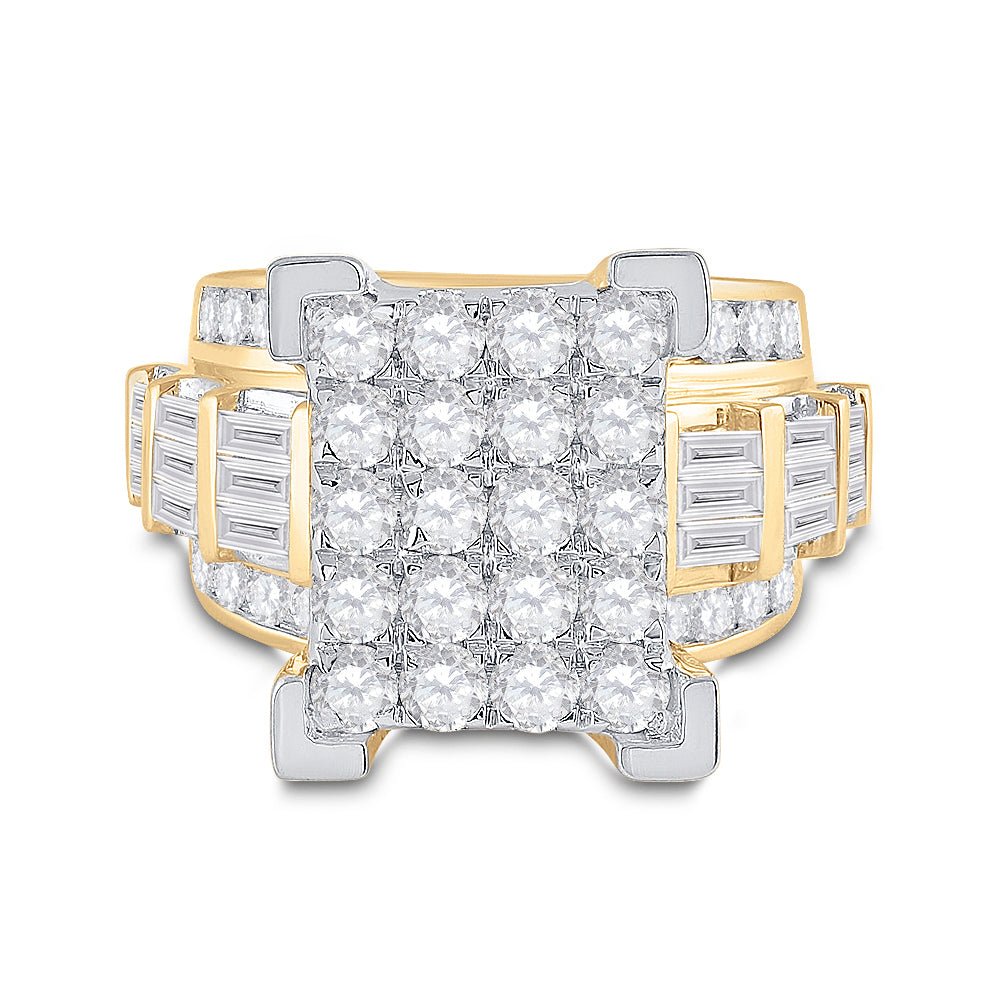 14K Yellow Gold Round Diamond Women's Cluster Bridal Wedding Engagement Ring 4 Cttw - Splendid Jewellery