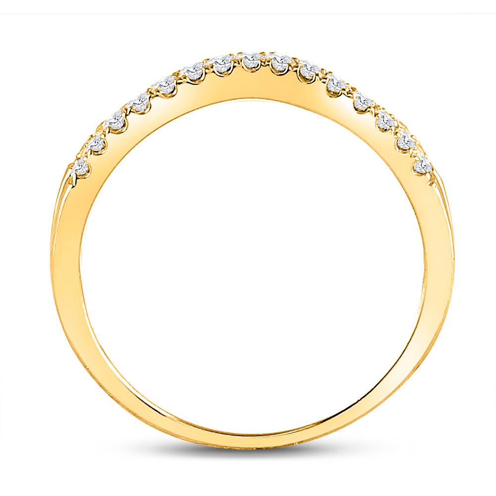 14K Yellow Gold Round Diamond Women's Contour Enhancer Wedding Band 1/4 Cttw - Splendid Jewellery