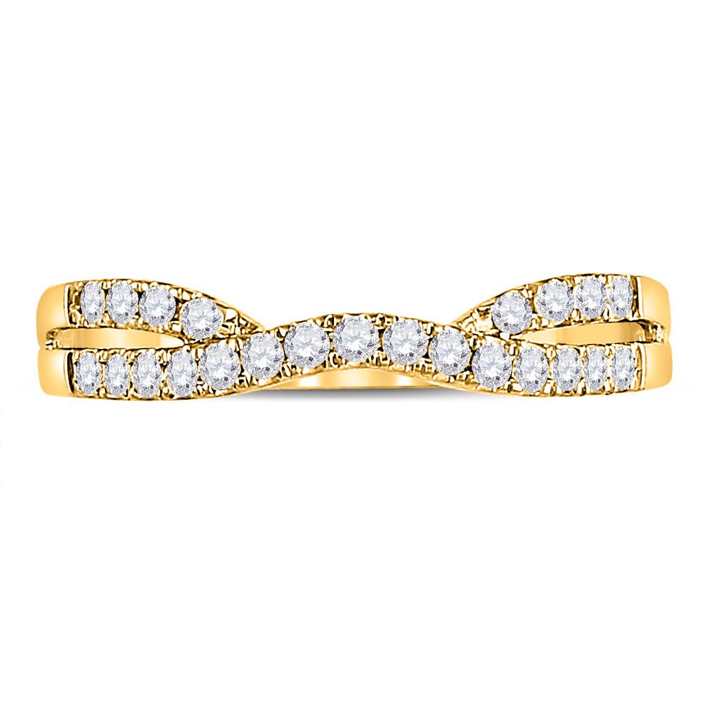 14K Yellow Gold Round Diamond Women's Contour Enhancer Wedding Band 1/4 Cttw - Splendid Jewellery
