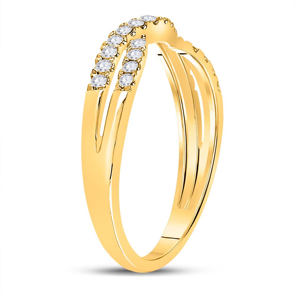 14K Yellow Gold Round Diamond Women's Contour Enhancer Wedding Band 1/4 Cttw - Splendid Jewellery