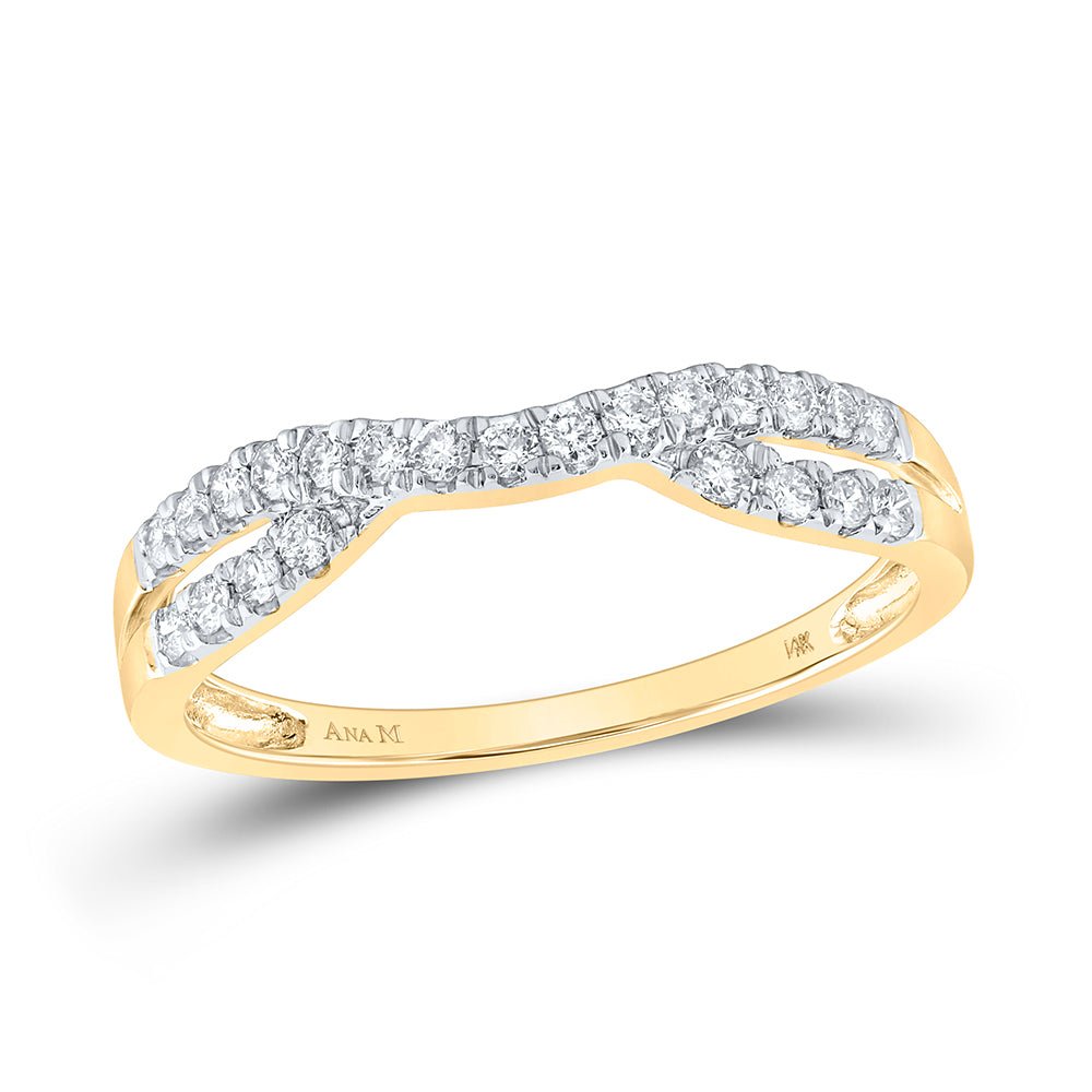 14K Yellow Gold Round Diamond Women's Contour Enhancer Wedding Band 1/4 Cttw - Splendid Jewellery