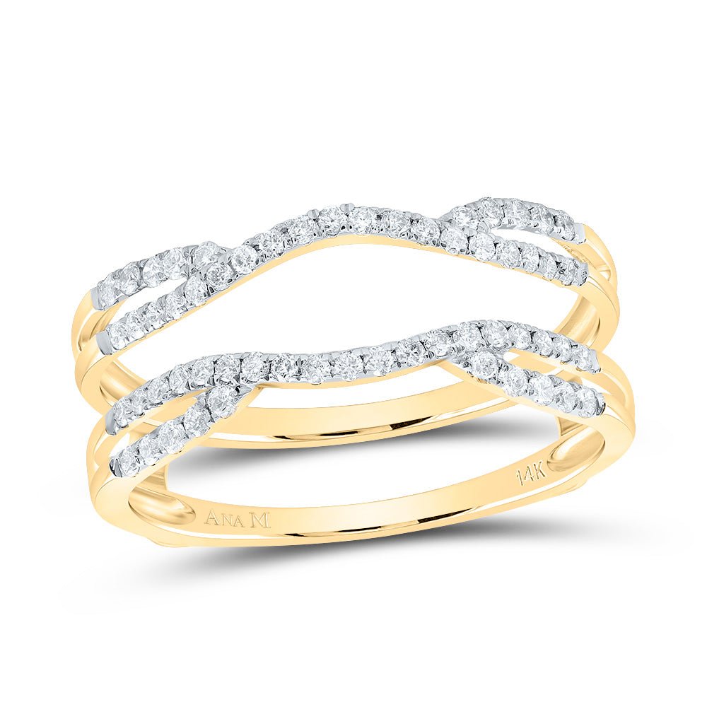 14K Yellow Gold Round Diamond Women's Curved Wrap Ring Guard Enhancer 1/3 Cttw - Splendid Jewellery