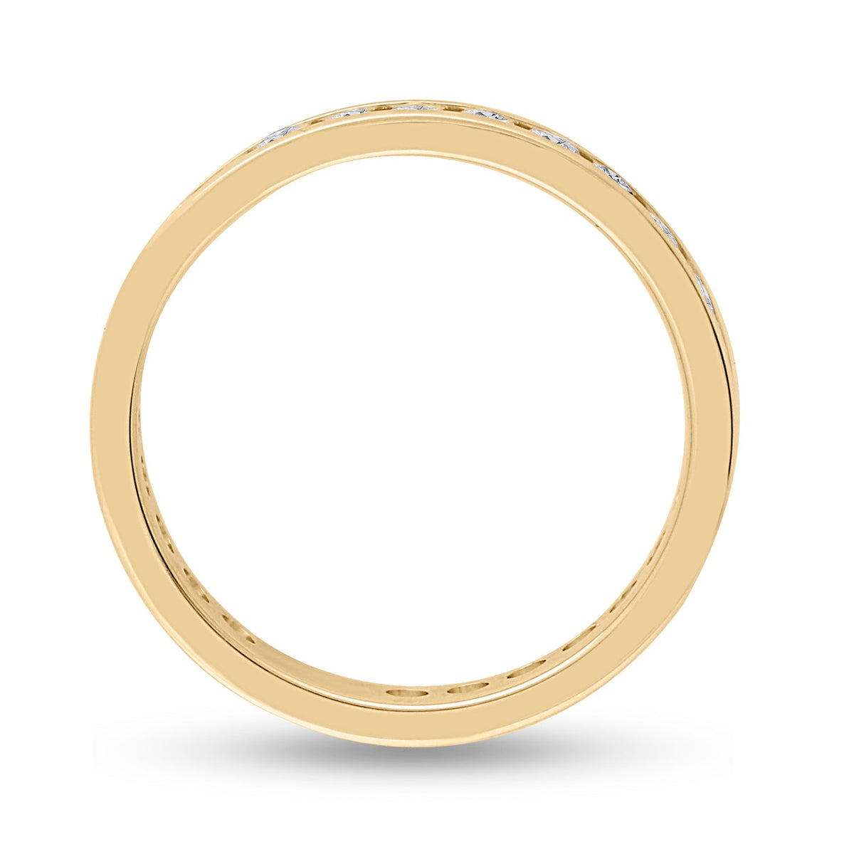 14K Yellow Gold Round Diamond Women's Machine Set Eternity Wedding Band 1 Cttw - Splendid Jewellery