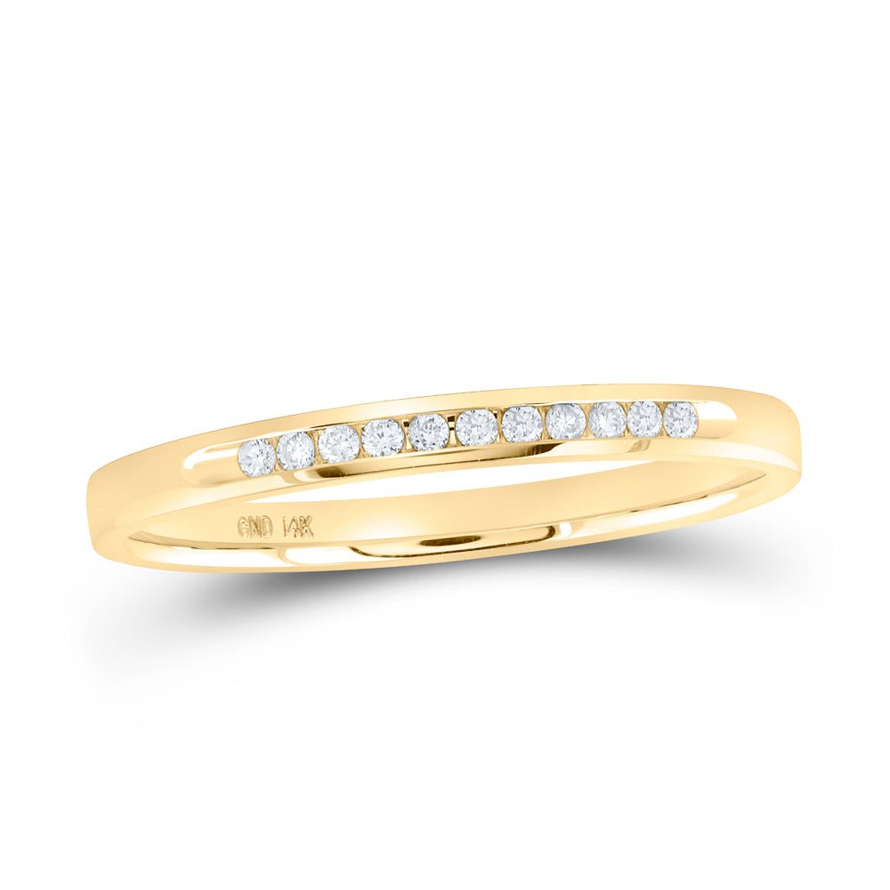 14K Yellow Gold Round Diamond Women's Machine Set Wedding Channel Band 1/10 Cttw - Splendid Jewellery