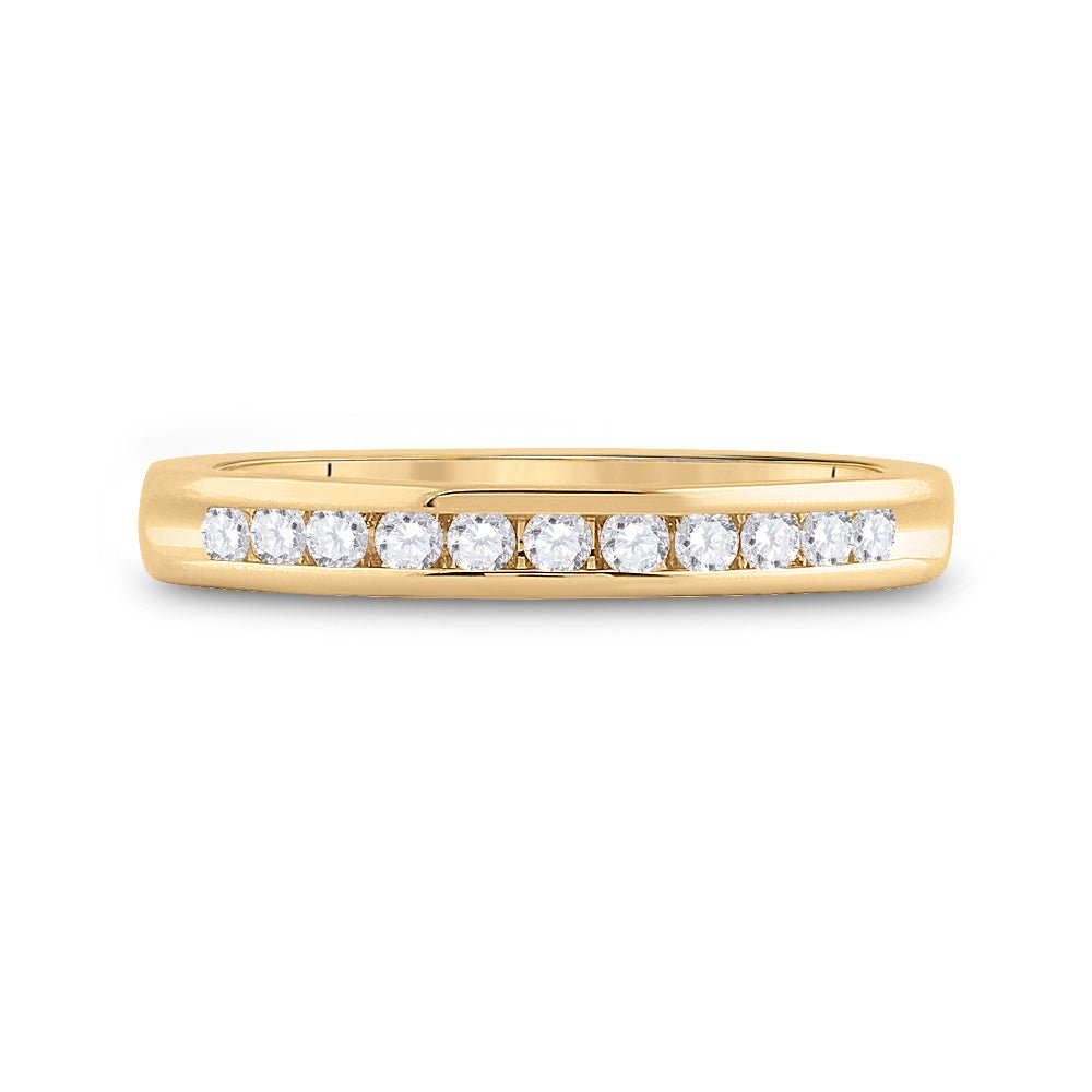 14K Yellow Gold Round Diamond Women's Machine Set Wedding Channel Band 1/4 Cttw - Splendid Jewellery