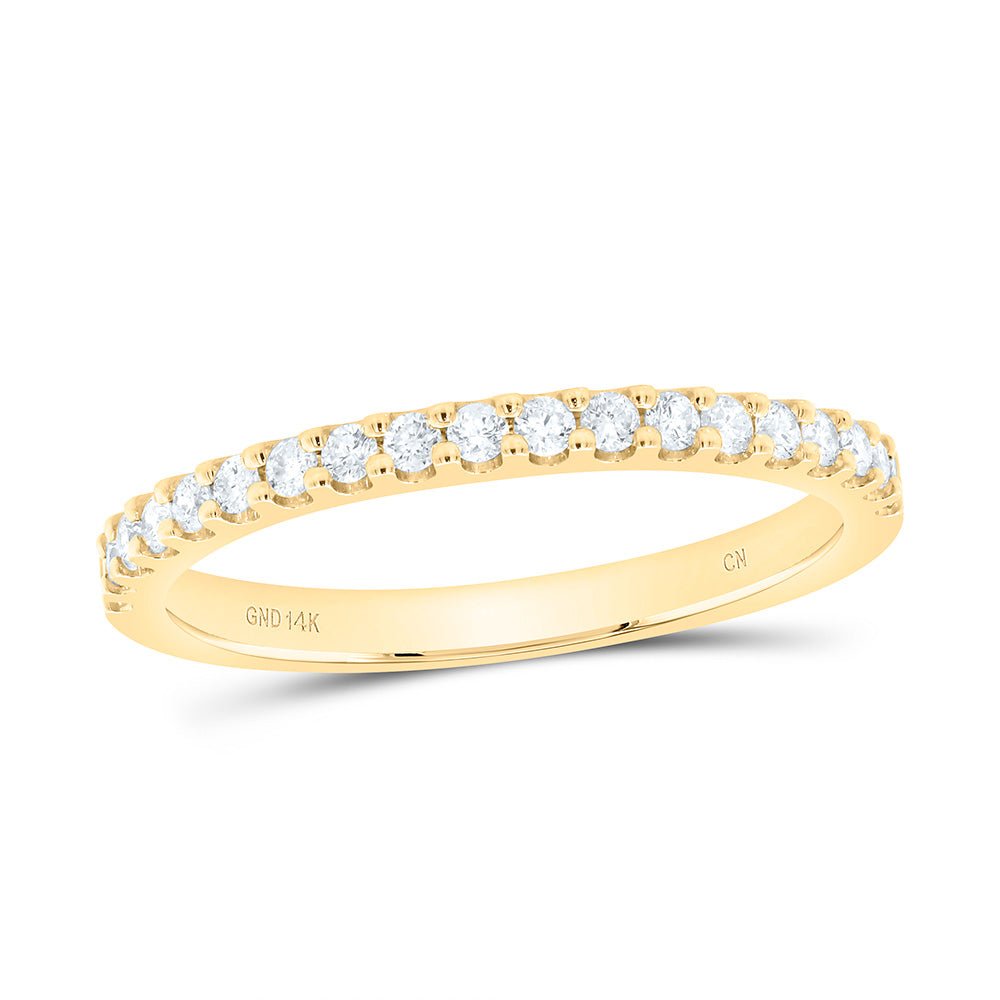 14K Yellow Gold Round Diamond Women's Single Row Band 1/4 Cttw - Splendid Jewellery