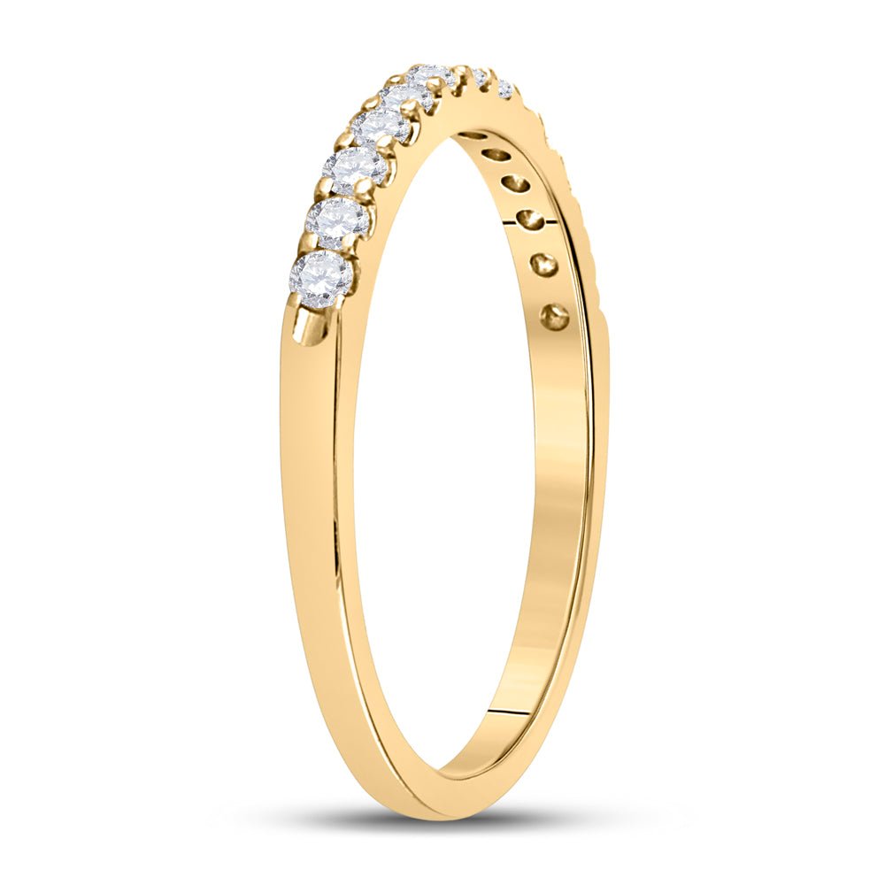 14K Yellow Gold Round Diamond Women's Single Row Machine Set Wedding Band 1/4 Cttw - Splendid Jewellery