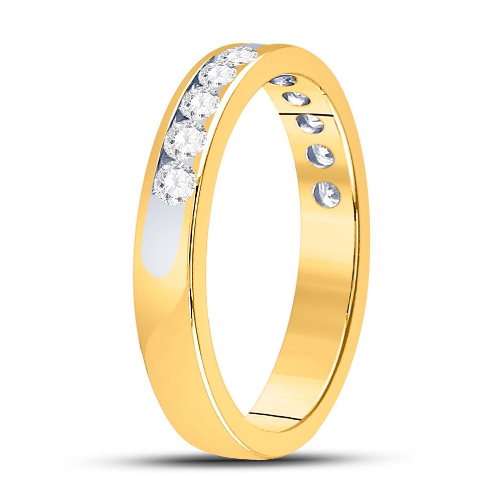 14K Yellow Gold Round Diamond Women's Single Row Wedding Band 1/2 Cttw - Splendid Jewellery