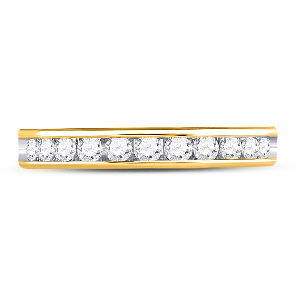 14K Yellow Gold Round Diamond Women's Single Row Wedding Band 1/2 Cttw - Splendid Jewellery