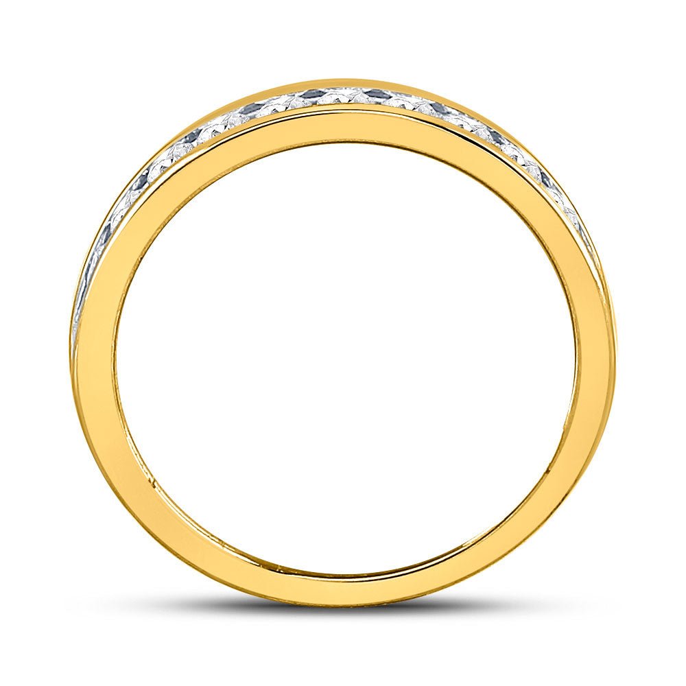 14K Yellow Gold Round Diamond Women's Single Row Wedding Band 1/2 Cttw - Splendid Jewellery