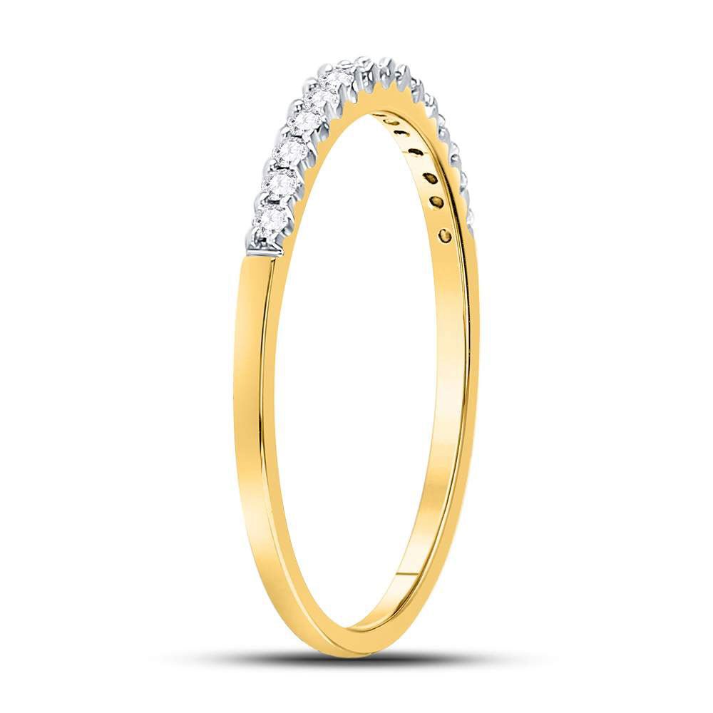 14K Yellow Gold Round Diamond Women's Slender Stackable Wedding Band 1/6 Cttw - Splendid Jewellery