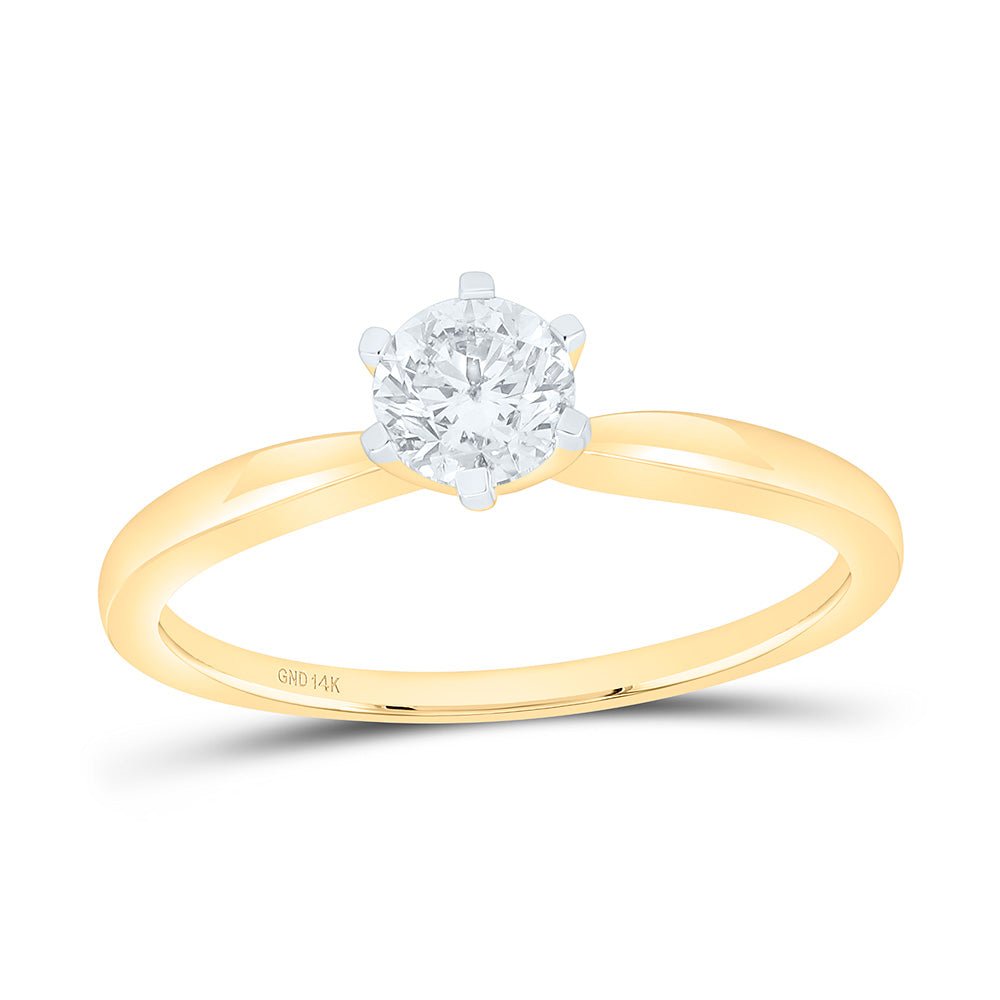 14K Yellow Gold Round Diamond Women's Solitaire Bridal Wedding Engagement Ring 1/2 Cttw - Splendid Jewellery