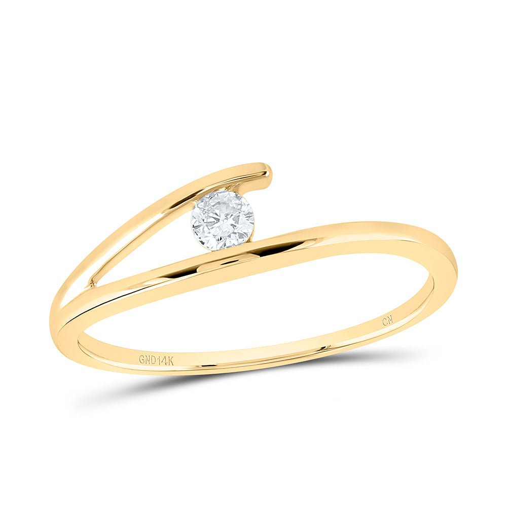 14K Yellow Gold Round Diamond Women's Solitaire Promise Bridal Ring 1/10 Cttw - Splendid Jewellery