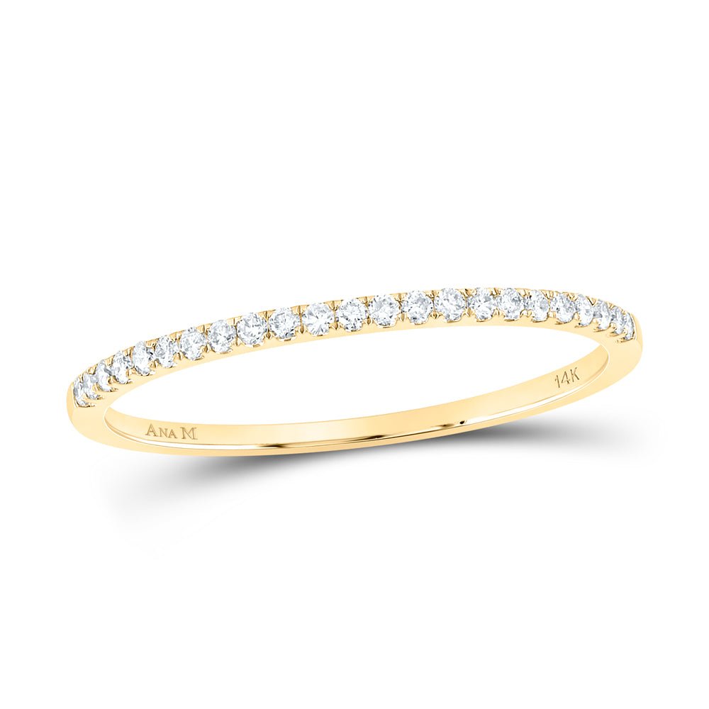 14K Yellow Gold Round Diamond Women's Timeless Stackable Band Ring 1/8 Cttw - Splendid Jewellery