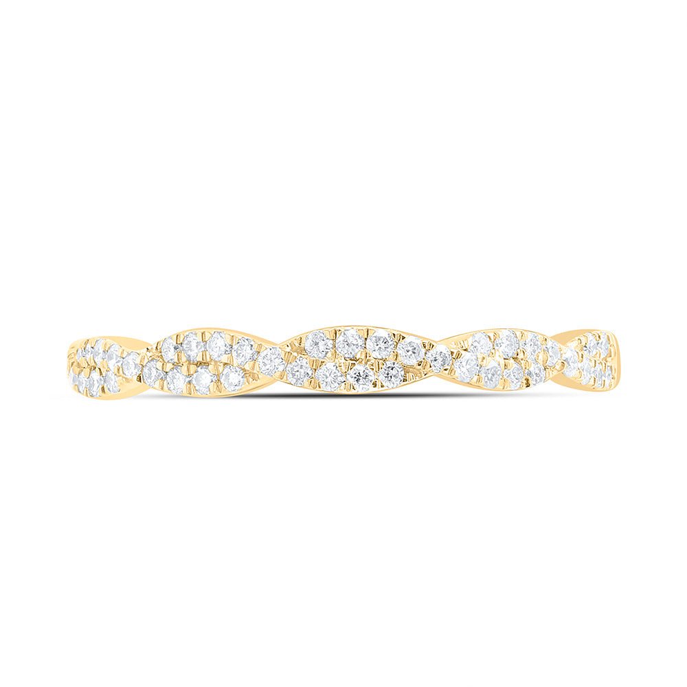 14K Yellow Gold Round Diamond Women's Twist Stackable Band Ring 1/4 Cttw - Splendid Jewellery