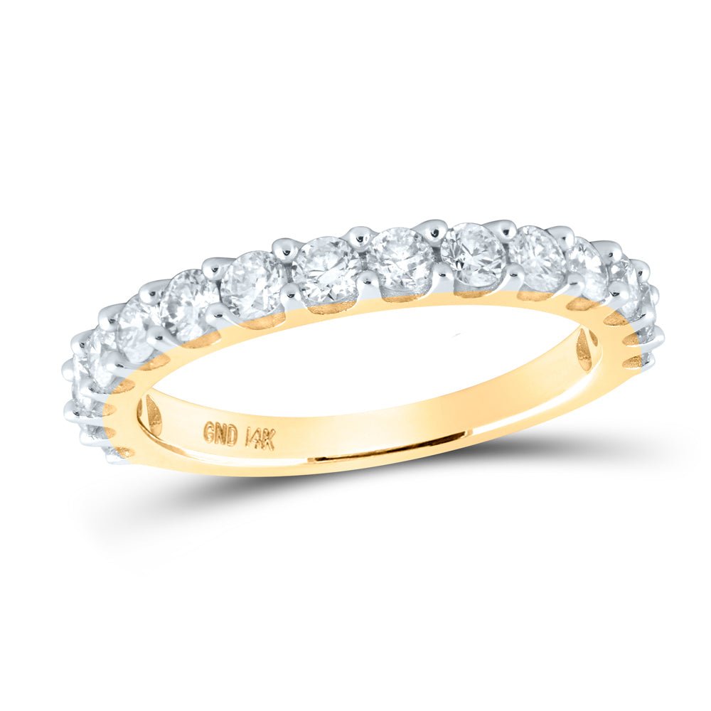 14K Yellow Gold Round Diamond Women's Wedding Anniversary Band 1 Cttw - Splendid Jewellery
