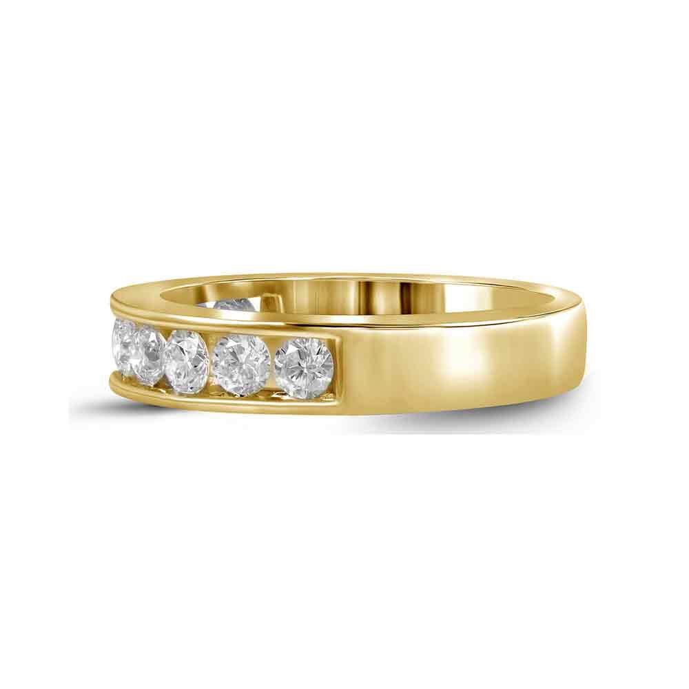 14K Yellow Gold Round Diamond Women's Wedding Channel Set Band 1 Cttw - Splendid Jewellery