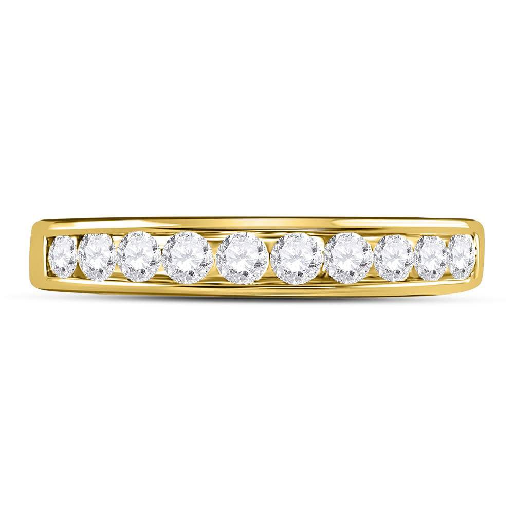 14K Yellow Gold Round Diamond Women's Wedding Channel Set Band 1/2 Cttw - Splendid Jewellery