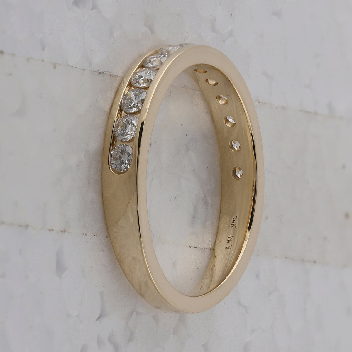 14K Yellow Gold Round Diamond Women's Wedding Single Row Band 1/2 Cttw - Splendid Jewellery