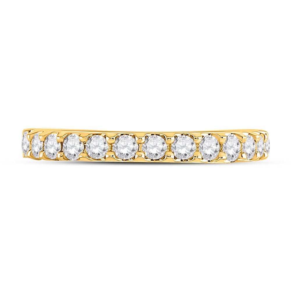 14K Yellow Gold Round Diamond Women's Wedding Single Row Band 1/2 Cttw - Splendid Jewellery