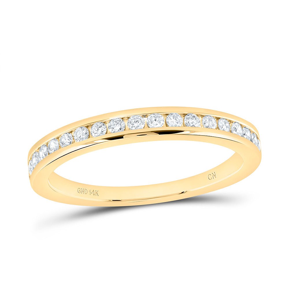 14K Yellow Gold Round Diamond Women's Wedding Single Row Band 1/4 Cttw - Splendid Jewellery