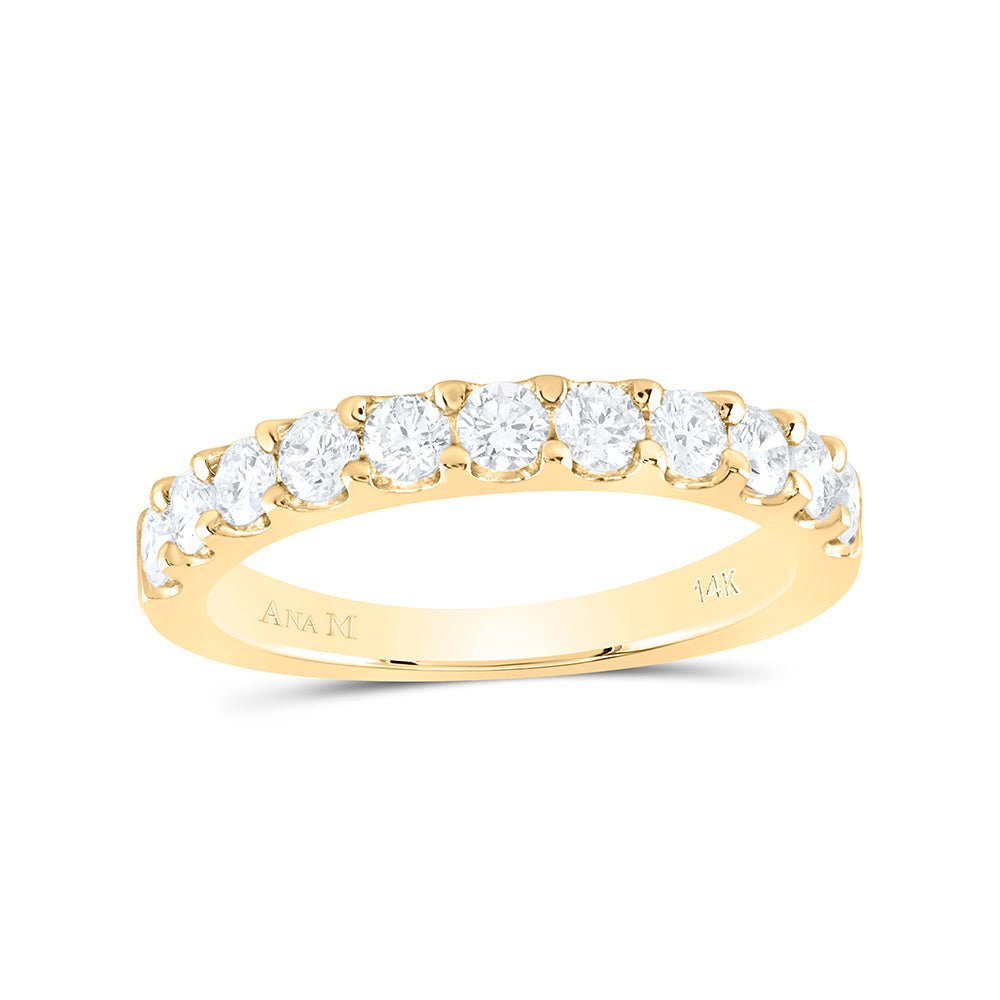 14K Yellow Gold Round Diamond Women's Wedding Single Row Band 3/4 Cttw - Splendid Jewellery