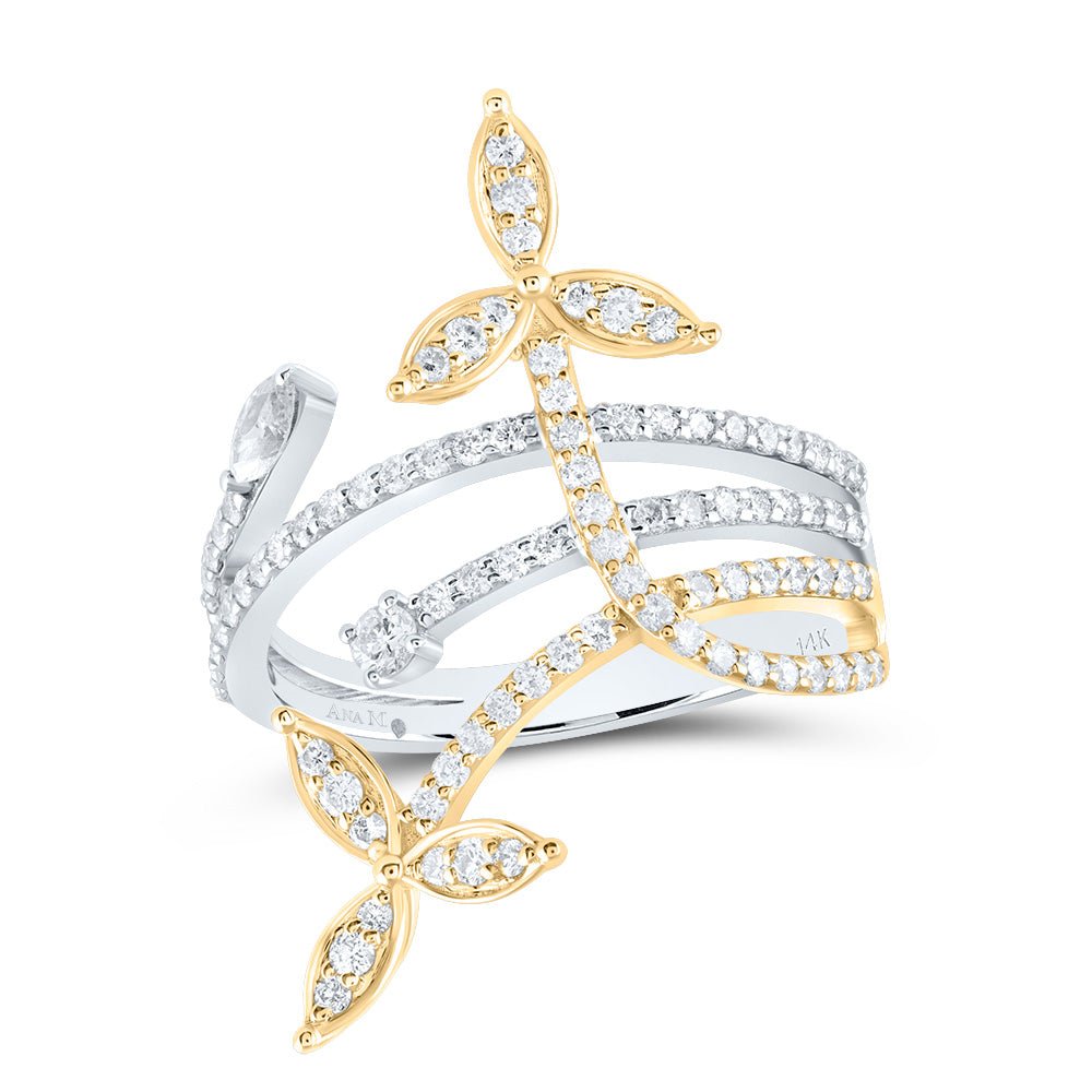 14K Yellow White Diamond Mq I1 Designer Ring 5/8 Cttw - Splendid Jewellery