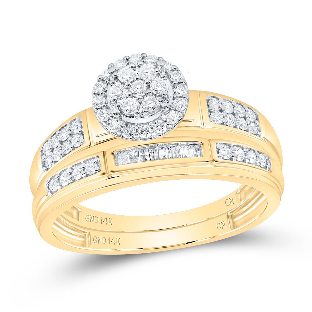 14K Yellow White Diamond Trio Ring Set 1/2 Cttw - Splendid Jewellery