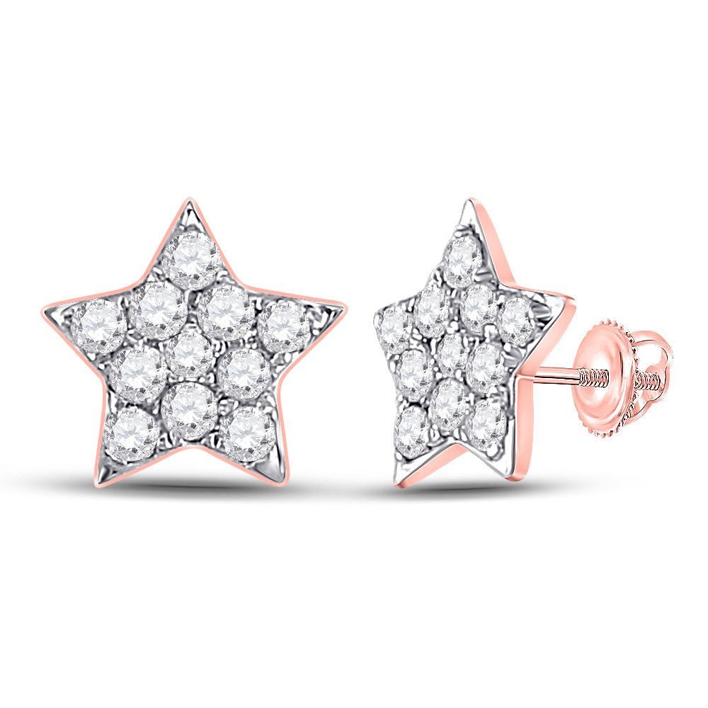 14kt Celestial Rose Gold Diamond Star Earrings - 1/6 Cttw - Splendid Jewellery