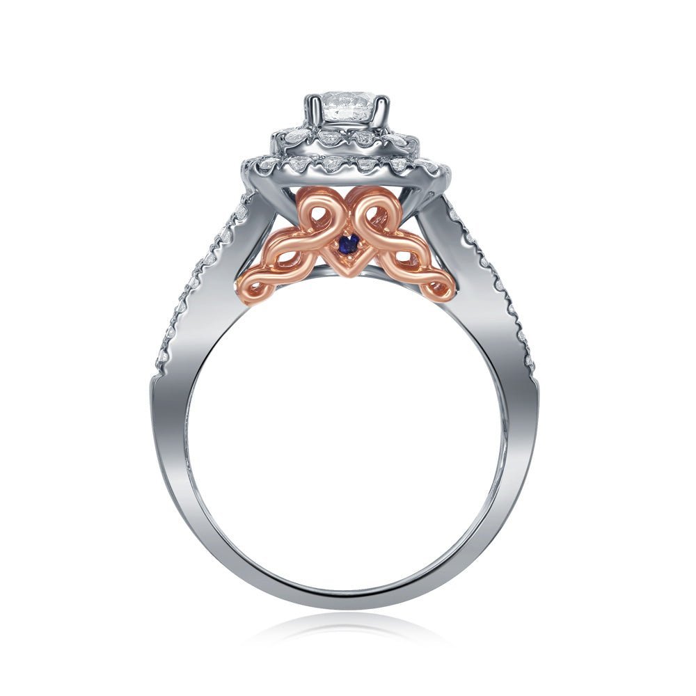 14kt Enchanting Two - tone Gold Diamond and Sapphire Bridal Wedding Ring Band Set - Splendid Jewellery