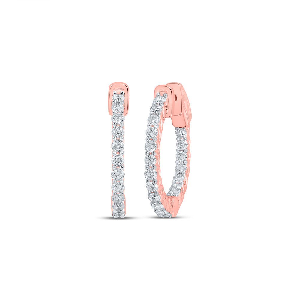 14kt Rose Gold Diamond Adorned Inside Outside Hoop Earrings - Splendid Jewellery