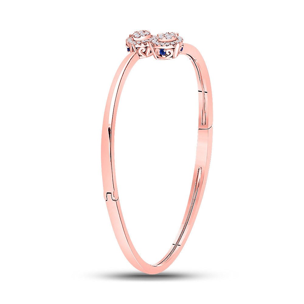 14kt Rose Gold Diamond and Blue Sapphire Bypass Cluster Bracelet - 1/2 Ct.t.w. - Splendid Jewellery