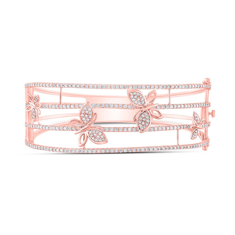 14kt Rose Gold Diamond Butterfly Bangle Bracelet - 2 Carat Total Weight - Splendid Jewellery - Splendid Jewellery