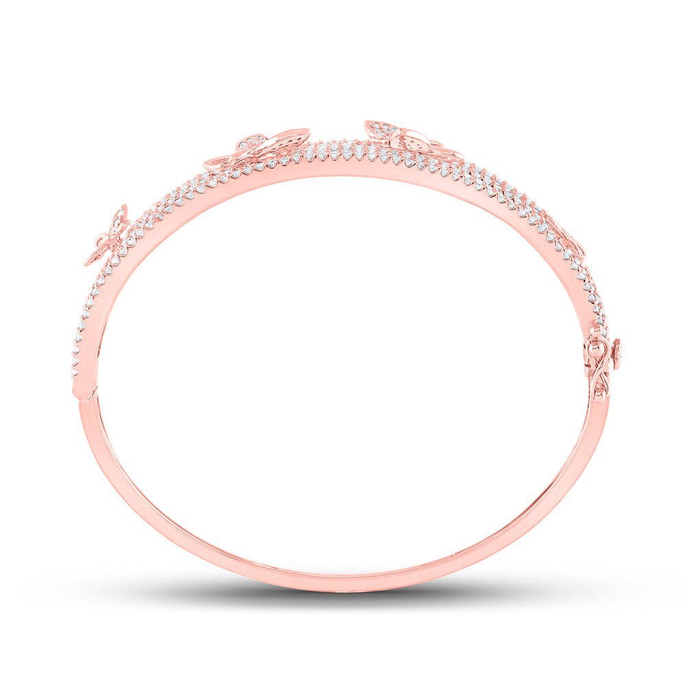 14kt Rose Gold Diamond Butterfly Bangle Bracelet - 2 Carat Total Weight - Splendid Jewellery - Splendid Jewellery