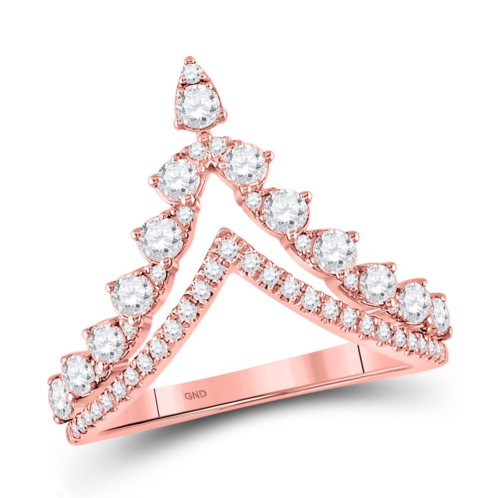 14kt Rose Gold Diamond Chevron Band Ring - A Captivating Sparkle - Splendid Jewellery