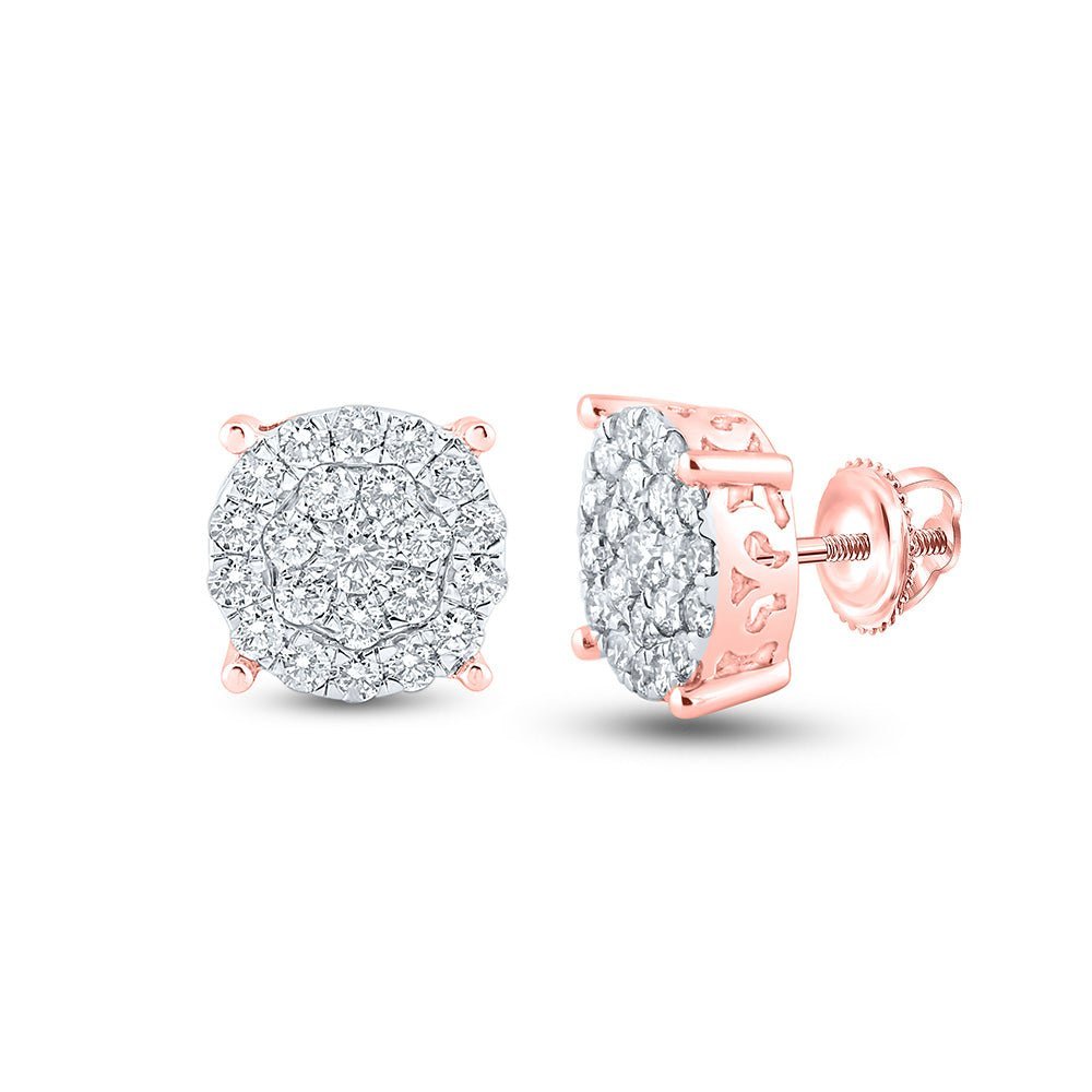 14kt Rose Gold Diamond Cluster Earrings - Mesmerizing Brilliance - Splendid Jewellery