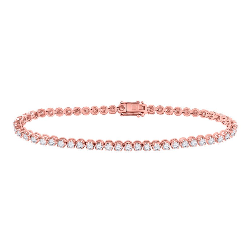 14kt Rose Gold Diamond Elegance Tennis Bracelet - 3 Cttw - Splendid Jewellery