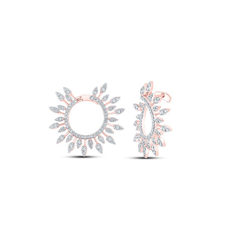 14kt Rose Gold Diamond Sunburst Hoop Earrings: A Radiant Statement of Elegance - Splendid Jewellery