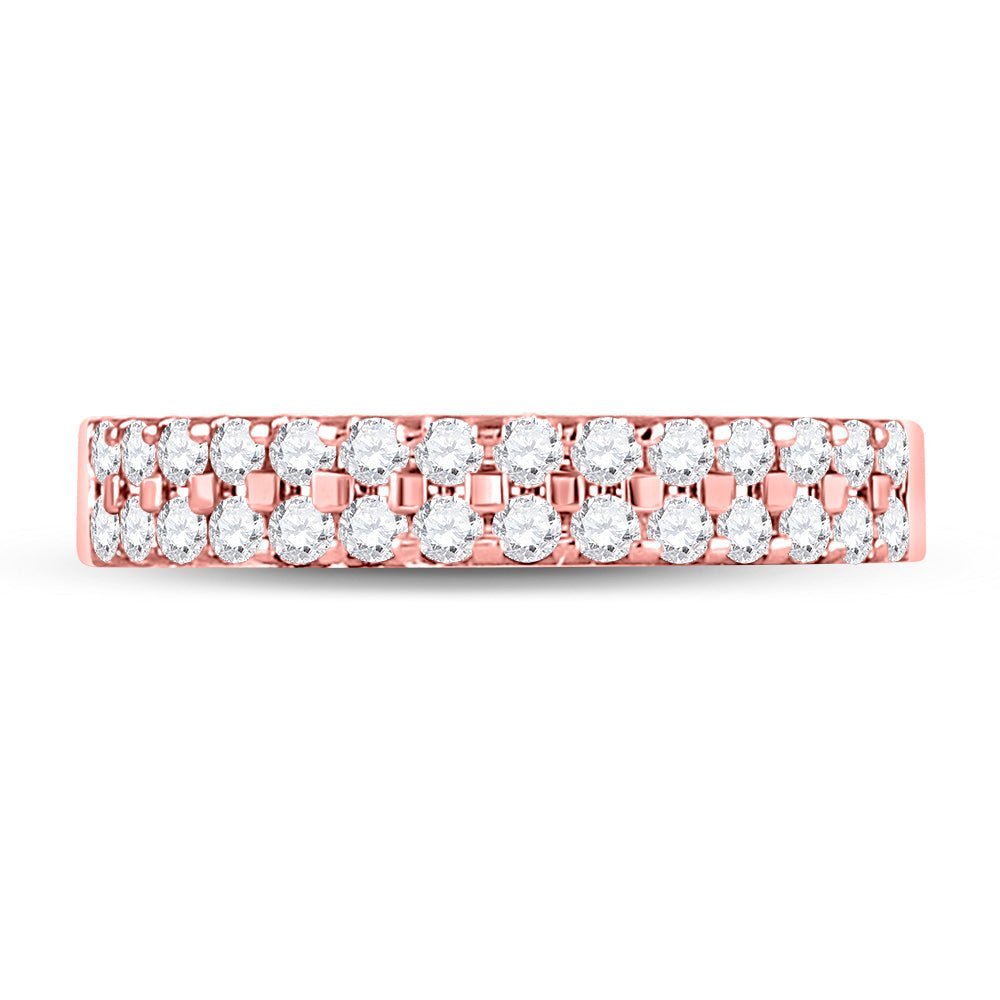 14kt Rose Gold Double Row Diamond Wedding Band: A Mesmerizing Symbol of Eternal Love - Splendid Jewellery
