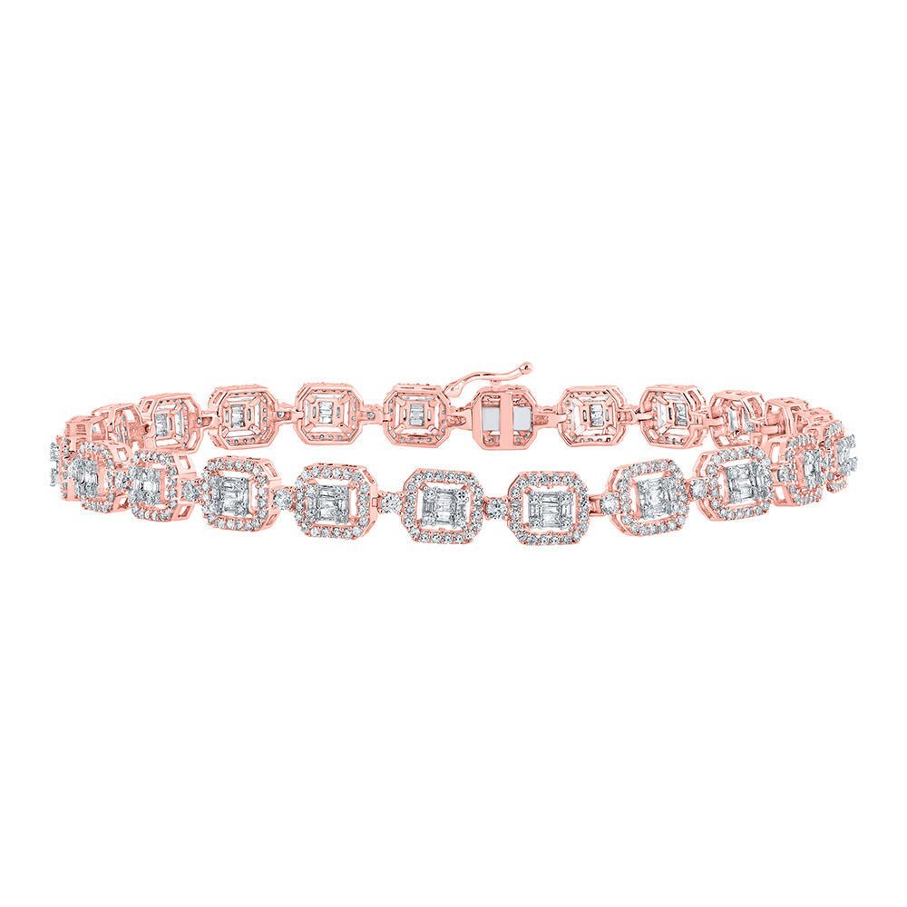 14kt Rose Gold Geometric Link Bracelet with 4 Ct.t.w. Round Diamonds - Exquisite Men's Jewelry - Splendid Jewellery