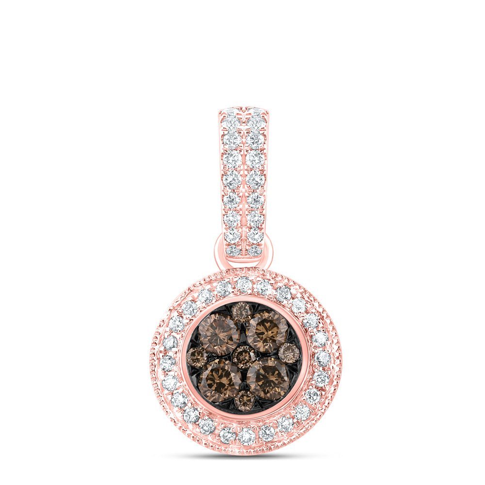 14kt Rose Gold Mesmerizing Brown Diamond Cluster Pendant - A Captivating Expression of Elegance and Romance - Splendid Jewellery