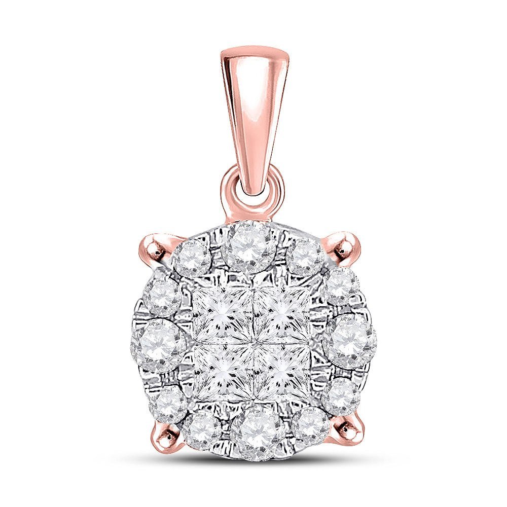 14kt Rose Gold Princess Diamond Cluster Pendant: A Captivating Masterpiece - Splendid Jewellery