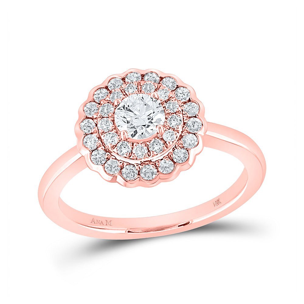 14kt Rose Gold Radiant Sparkle Double Halo Bridal Wedding Engagement Ring - Splendid Jewellery