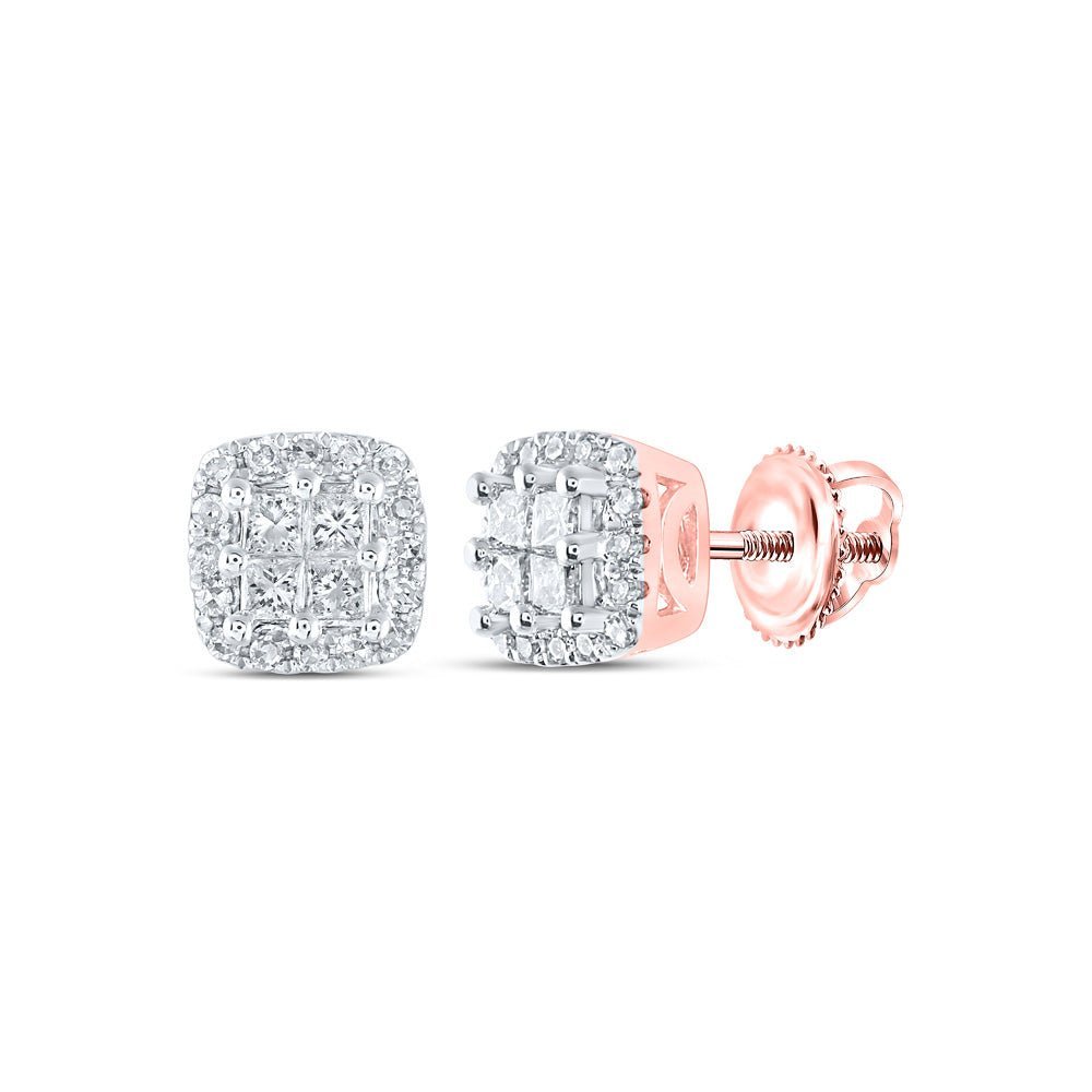 14kt Rose Gold Square Diamond Elegance Earrings - Splendid Jewellery