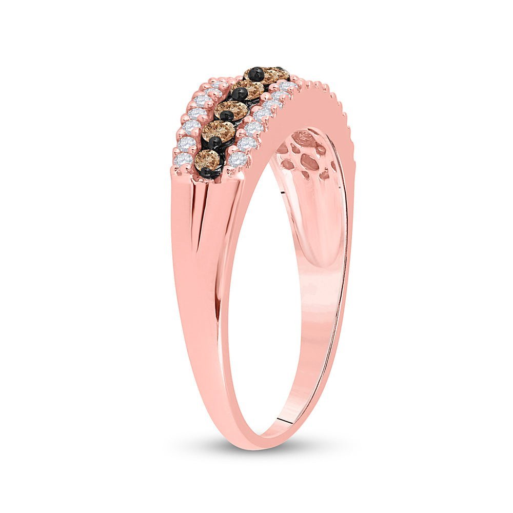14kt Rose Gold Triple Row Brown Diamond Band - A Mesmerizing Delight - Splendid Jewellery