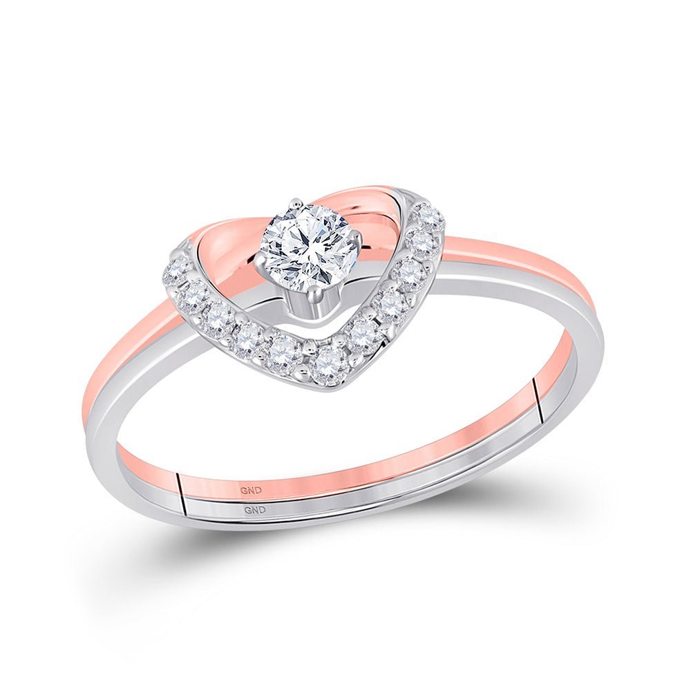 14kt Two - tone Gold Heart Diamond Bridal Wedding Ring Band Set 1/4 Cttw | Everlasting Love Collection - Splendid Jewellery