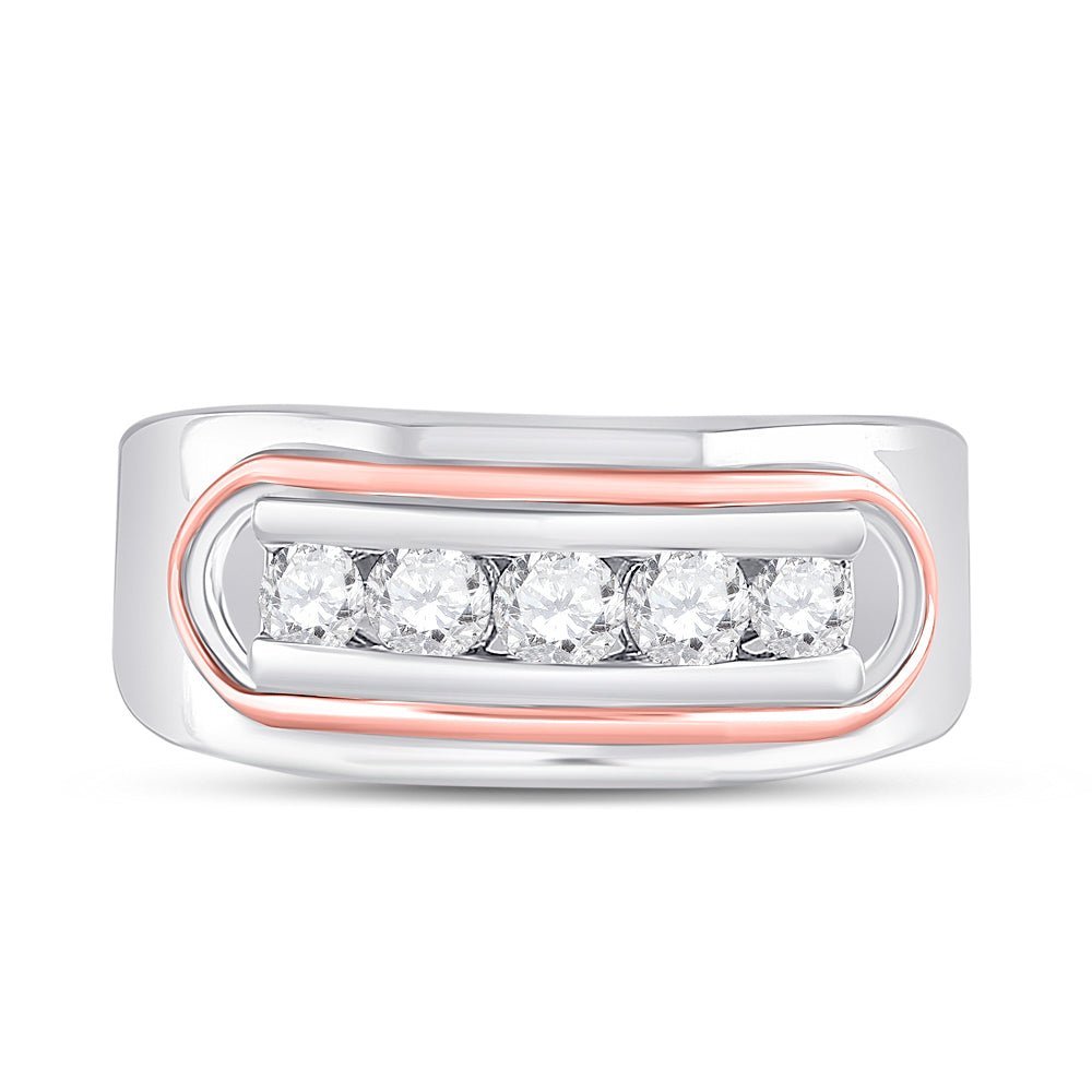 14kt Two - tone Gold Men's Diamond Faceted Single Row Band Ring 3/4 Cttw - Splendid Jewellery - Splendid Jewellery