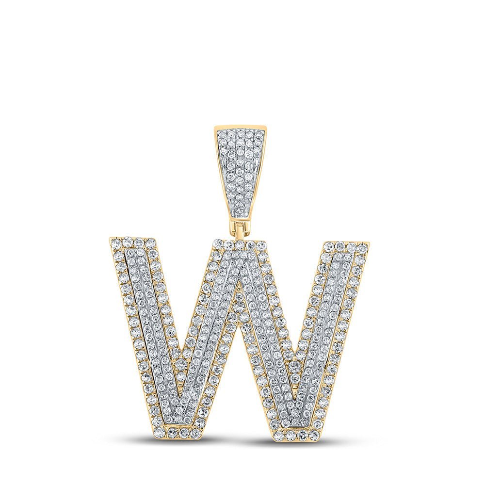 14kt Two - tone Gold Men's Diamond Initial Pendant - 1 - 1/3 Cttw - Splendid Jewellery